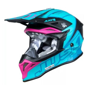 CASCO ENDURO/CROSS JUST ONE J39 THRUSTER PETROL BLUE/FUXIA/BLACK