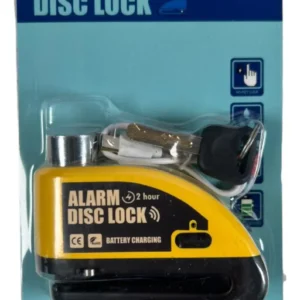 TRABA DISCO CON ALARMA RECARGABLE RUDER  (Candado Moto Ruder Perno 7mm 2 Llaves)